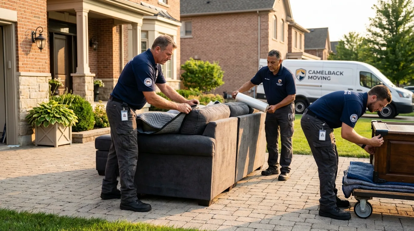 Large estate moving crew wrapping furniture in Childersburg, AL