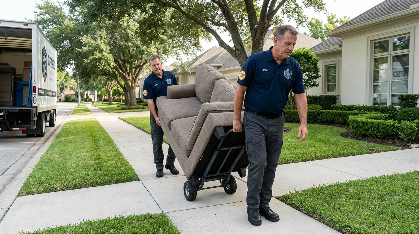 Local residential moving crew loading furniture in Childersburg, AL
