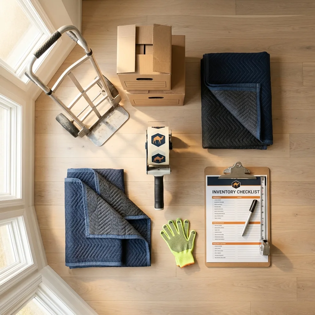Professional moving supplies and packing materials layout for Childersburg residential relocations